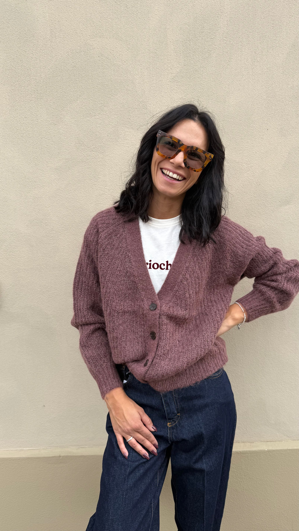 Grace & Mila – Cardigan color vino