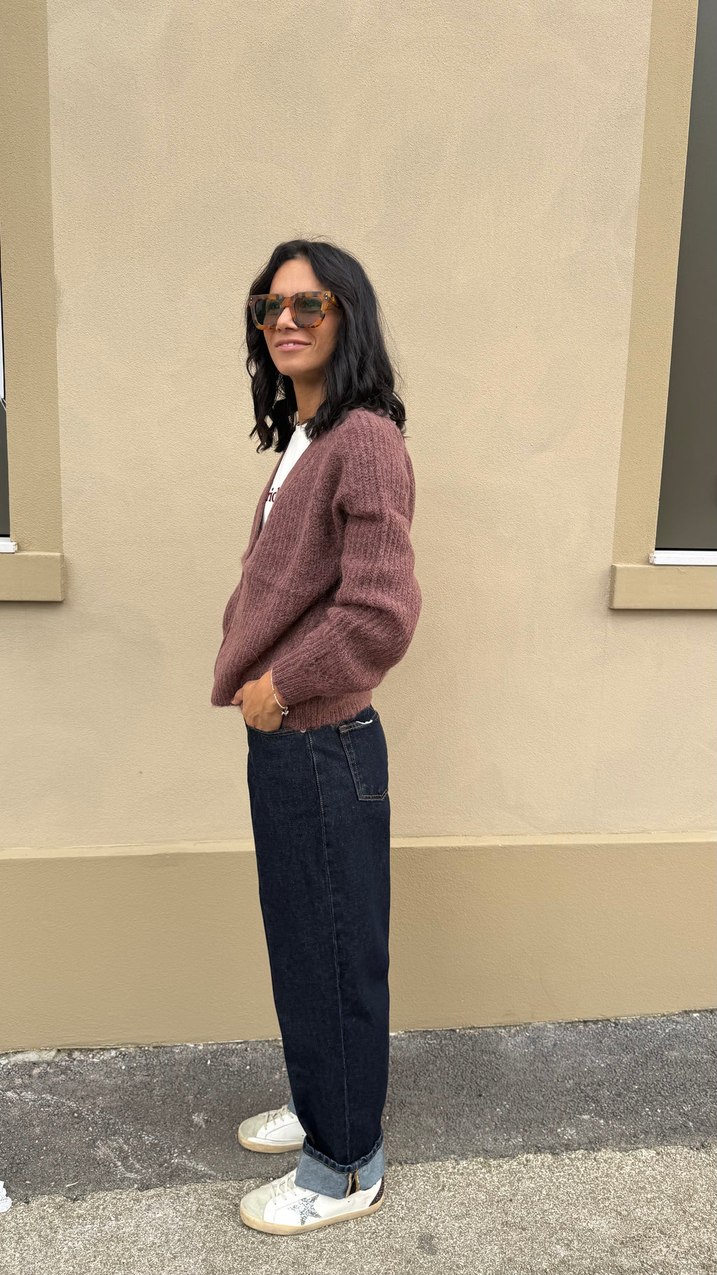 Grace & Mila – Cardigan color vino