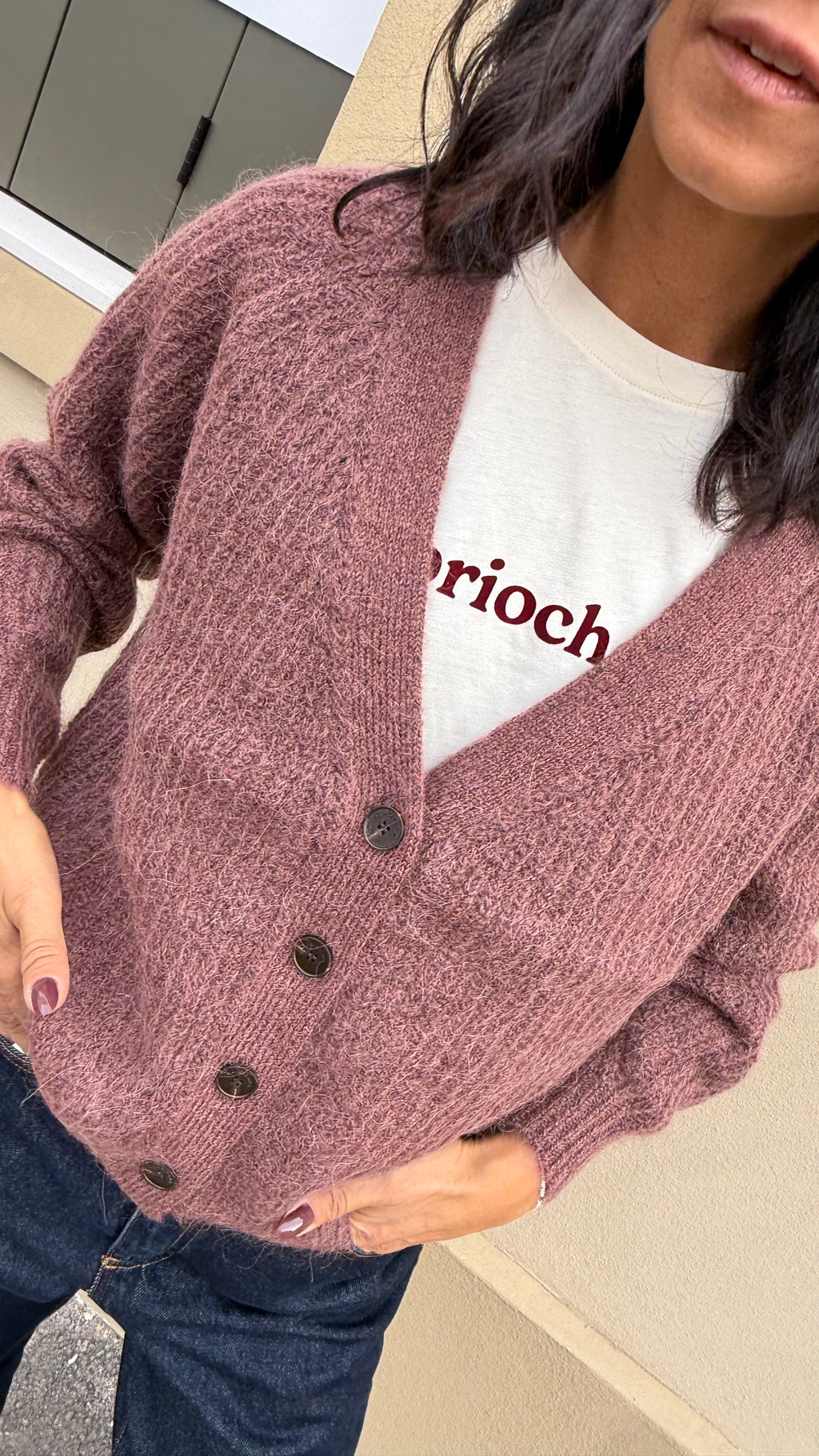 Grace & Mila – Cardigan color vino