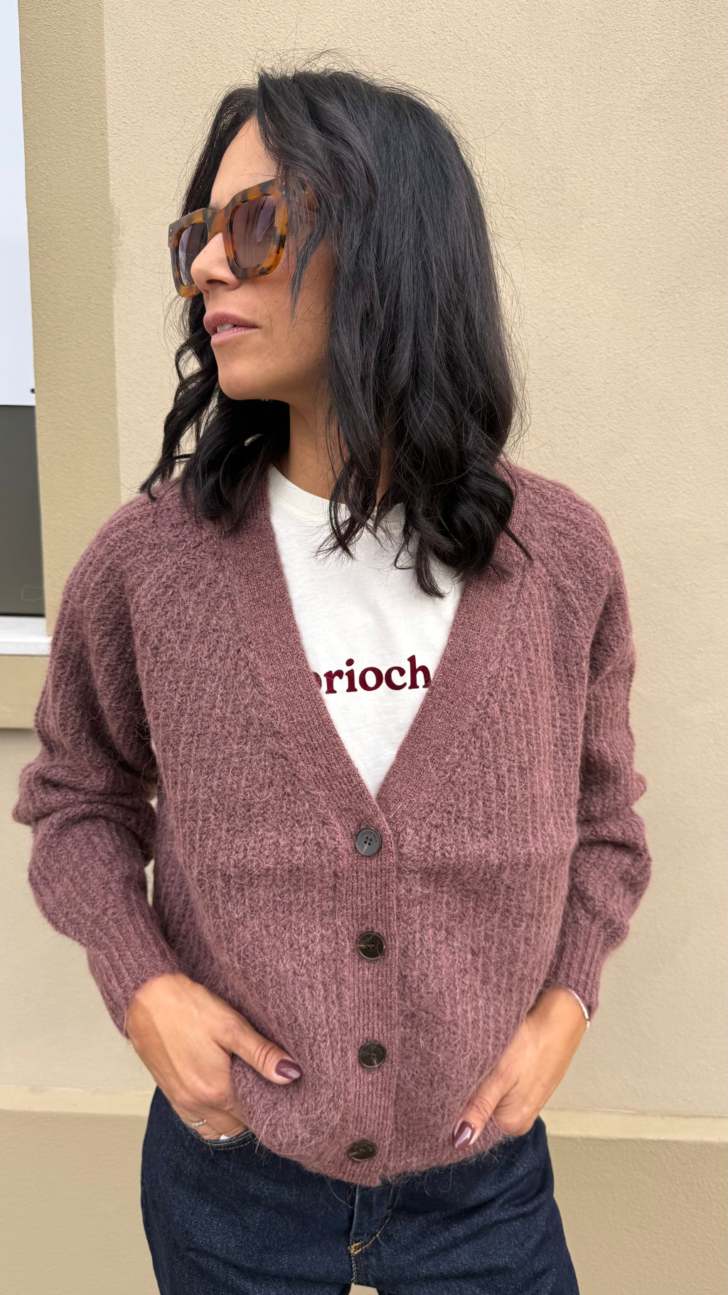 Grace & Mila – Cardigan color vino